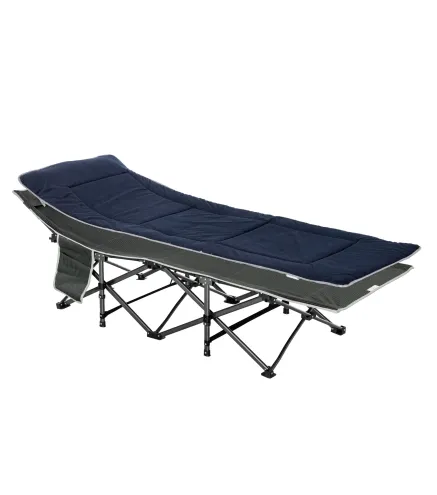 Cama de Acampada con Cojín Almohada Bolsillo Bolsa de Transporte y Marco de Acero Carga 150 kg 188x64,5x53 cm Azul