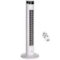 Ventilador de Torre Oscilante 45W con Control Remoto Temporizador de 12 h 3 Velocidades Pantalla LED Ø31,5x93 cm Blanco