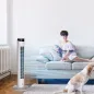 Ventilador de Torre Oscilante 45W con Control Remoto Temporizador de 12 h 3 Velocidades Pantalla LED Ø31,5x93 cm Blanco