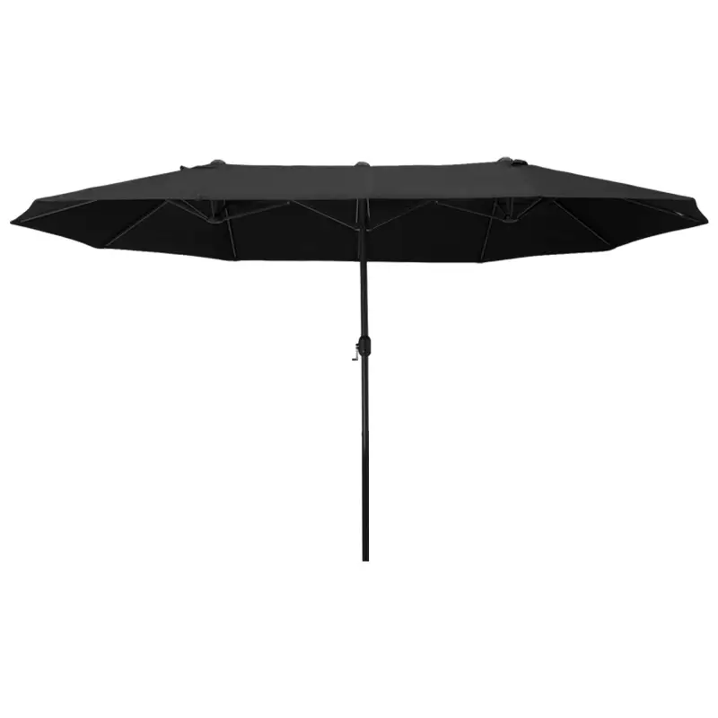 Sombrilla Doble para Jardín 455x265x238 cm Parasol Grande con Manivela Manual Protección Solar Color Negro