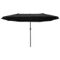 Sombrilla Doble para Jardín 455x265x238 cm Parasol Grande con Manivela Manual Protección Solar Color Negro