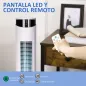 Ventilador de Torre Oscilante 45W con Control Remoto Temporizador de 12 h 3 Velocidades Pantalla LED Ø31,5x93 cm Blanco
