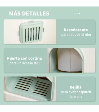 Arenero Cerrado para Gatos Caja de Arena para Gatos con Bandeja Extraíble Pala y Filtro Desodorizante 50x40x40 cm Blanco