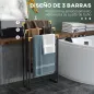 Toallero de Pie Escalonado con 3 Barras de Bambú y Marco de Acero para Baño Lavadero 45x22,5x86 cm Negro y Natural