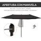 Sombrilla Doble para Jardín 455x265x238 cm Parasol Grande con Manivela Manual Protección Solar Color Negro