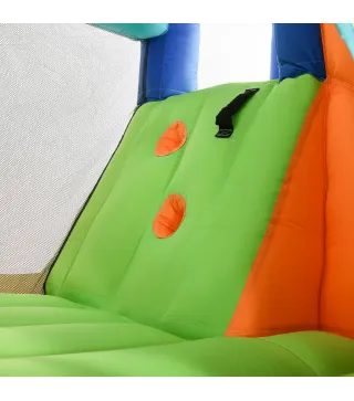 Castillo Hinchable Infantil con Tobogán Piscina Muro de Escalada Inflador y Bolsa de Transporte 430x420x200cm Multicolor