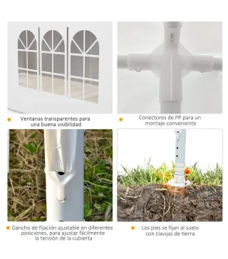 Cenador Desmontable de Exterior 6x3 m con 4 Ventanas 2 Puertas con Cremallera 6 Paredes Laterales e Impermeable Blanco