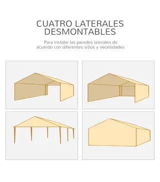 Cenador Desmontable de Exterior 6x3 m con 4 Ventanas 2 Puertas con Cremallera 6 Paredes Laterales e Impermeable Blanco