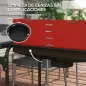 Barbacoa de Carbón con Ruedas Parrilla Ajustable en Altura Estantes y 6 Ganchos 103x47x95 cm Rojo y Negro