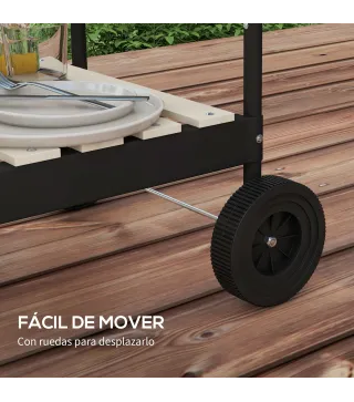 Barbacoa de Carbón con Ruedas Parrilla Ajustable en Altura Estantes y 6 Ganchos 103x47x95 cm Rojo y Negro