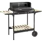 Barbacoa de Carbón con Ruedas Parrilla Ajustable en Altura Estantes y 6 Ganchos 103x47x95 cm Negro Barbacoa de Carbón con Ruedas Parrilla Ajustable en Altura Estantes y 6 Ganchos 103x47x95 cm Negro