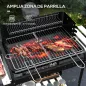 Barbacoa de Carbón con Ruedas Parrilla Ajustable en Altura Estantes y 6 Ganchos 103x47x95 cm Negro