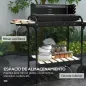 Barbacoa de Carbón con Ruedas Parrilla Ajustable en Altura Estantes y 6 Ganchos 103x47x95 cm Negro