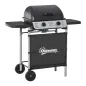 Barbacoa de Gas con 2 Quemadores 5,6 KW 2 Ruedas 2 Mesas Laterales y Parrillas de Acero 104x49x99 cm Negro