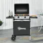 Barbacoa de Gas con 2 Quemadores 5,6 KW 2 Ruedas 2 Mesas Laterales y Parrillas de Acero 104x49x99 cm Negro