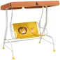 Balancín de Jardín Exterior de 2 Plazas con Patrón de León Toldo Ajustable en Ángulo Carga 60 kg 110x70x110 cm Amarillo