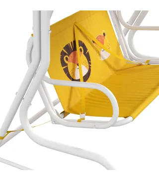 Balancín de Jardín Exterior de 2 Plazas con Patrón de León Toldo Ajustable en Ángulo Carga 60 kg 110x70x110 cm Amarillo