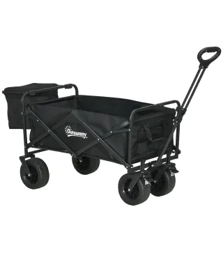 Carro Plegable con Bolsa Térmica Desmontable Longitud y Ángulo del Mango Ajustables y Bolsa de Transporte Negro