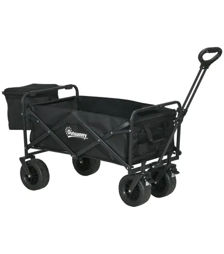 Carro Plegable con Bolsa Térmica Desmontable Longitud y Ángulo del Mango Ajustables y Bolsa de Transporte Negro