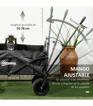 Carro Plegable con Bolsa Térmica Desmontable Longitud y Ángulo del Mango Ajustables y Bolsa de Transporte Negro