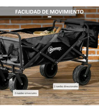 Carro Plegable con Bolsa Térmica Desmontable Longitud y Ángulo del Mango Ajustables y Bolsa de Transporte Negro