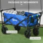 Carro Plegable con Toldo Desmontable Longitud y Ángulo del Mango Ajustables y Bolsa de Transporte Carga 100 kg Azul