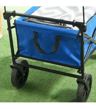 Carro Plegable con Toldo Desmontable Longitud y Ángulo del Mango Ajustables y Bolsa de Transporte Carga 100 kg Azul