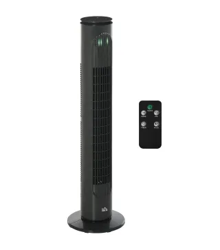 Ventilador de Torre Silencioso con Control Remoto 3 Velocidades 3 Modos Temporizador 10H Oscilación 70° Gris Oscuro