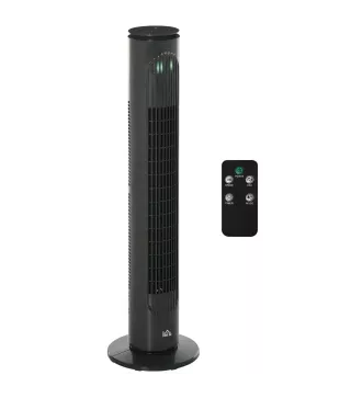 Ventilador de Torre Silencioso con Control Remoto 3 Velocidades 3 Modos Temporizador 10H Oscilación 70° Gris Oscuro