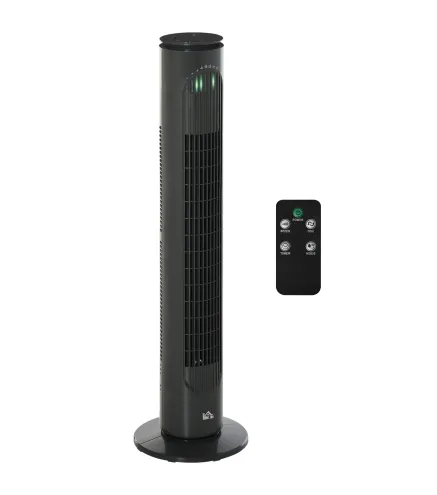 Ventilador de Torre Silencioso con Control Remoto 3 Velocidades 3 Modos Temporizador 10H Oscilación 70° Gris Oscuro