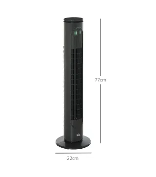Ventilador de Torre Silencioso con Control Remoto 3 Velocidades 3 Modos Temporizador 10H Oscilación 70° Gris Oscuro