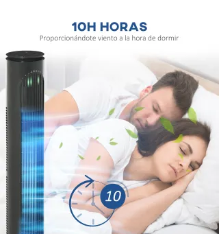 Ventilador de Torre Silencioso con Control Remoto 3 Velocidades 3 Modos Temporizador 10H Oscilación 70° Gris Oscuro