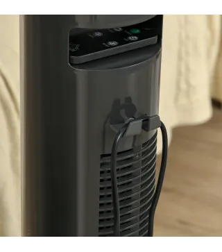Ventilador de Torre Silencioso con Control Remoto 3 Velocidades 3 Modos Temporizador 10H Oscilación 70° Gris Oscuro