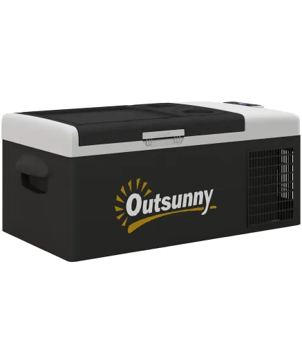 Nevera de Coche 16L -20℃-10℃ 12 / 24V DC y 100-240V CA con Modos ECO/MAX para Camping Viajes 60x32x26 cm Negro y Gris