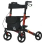 Andador para Ancianos Plegable de Aluminio con Asiento 4 Ruedas Altura Ajustable Frenos de Maneta Rojo y Negro