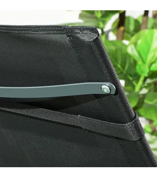 Tumbona Mecedora con Reposacabezas Reposabrazos y Marco Metálico Carga 120 kg para Interior y Exterior 155x61x88cm Negro