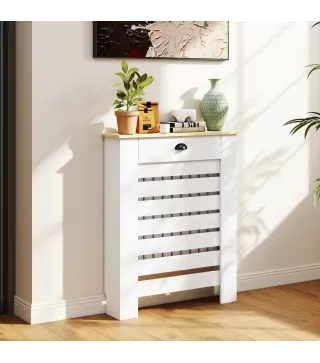 Cubre Radiadores de MDF con Cajón Cubierta para Radiador para Salón Dormitorio Pasillo 78x19x95,5 cm Blanco