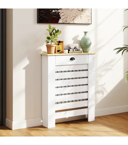 Cubre Radiadores de MDF con Cajón Cubierta para Radiador para Salón Dormitorio Pasillo 78x19x95,5 cm Blanco