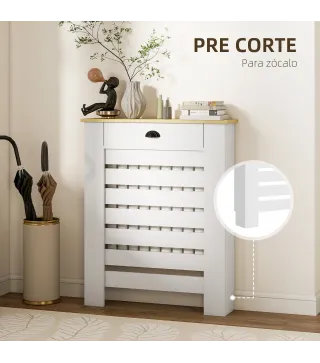 Cubre Radiadores de MDF con Cajón Cubierta para Radiador para Salón Dormitorio Pasillo 78x19x95,5 cm Blanco