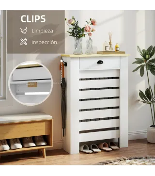 Cubre Radiadores de MDF con Cajón Cubierta para Radiador para Salón Dormitorio Pasillo 78x19x95,5 cm Blanco
