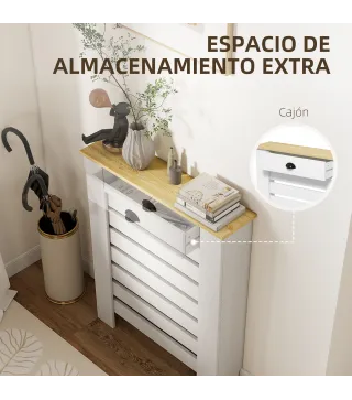 Cubre Radiadores de MDF con Cajón Cubierta para Radiador para Salón Dormitorio Pasillo 78x19x95,5 cm Blanco
