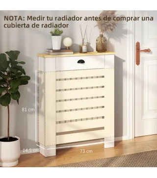 Cubre Radiadores de MDF con Cajón Cubierta para Radiador para Salón Dormitorio Pasillo 78x19x95,5 cm Blanco