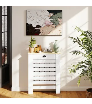 Cubre Radiadores de MDF con Cajón Cubierta para Radiador para Salón Dormitorio Pasillo 78x19x95,5 cm Blanco