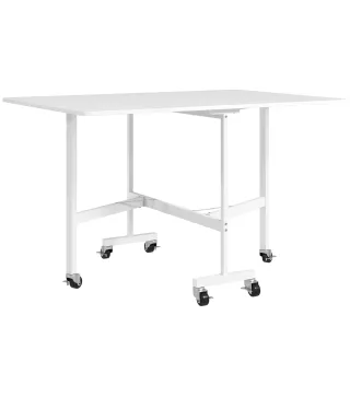 Mesa de Comedor Plegable para 4-6 Personas con Ruedas y Alas Abatibles Mesa Abatible para Cocina 120x80x73 cm Blanco