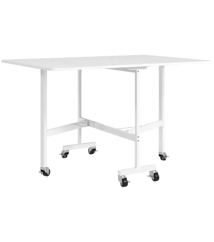 Mesa de Comedor Plegable para 4-6 Personas con Ruedas y Alas Abatibles Mesa Abatible para Cocina 120x80x73 cm Blanco