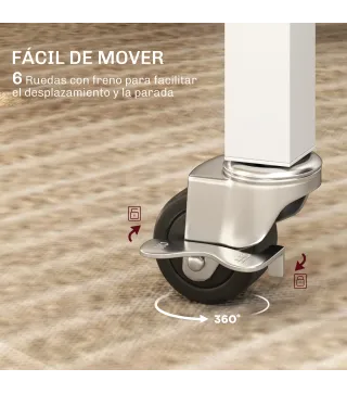 Mesa de Comedor Plegable para 4-6 Personas con Ruedas y Alas Abatibles Mesa Abatible para Cocina 120x80x73 cm Blanco