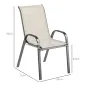 Set de 4 Sillas de Exterior Apilables con Asiento de Malla Respaldo Alto y Marco de Acero para Jardín Beige y Negro