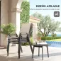 Set de 4 Sillas de Exterior Apilables con Asiento de Malla Respaldo Alto y Marco de Acero para Jardín Beige y Negro