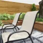 Set de 4 Sillas de Exterior Apilables con Asiento de Malla Respaldo Alto y Marco de Acero para Jardín Beige y Negro