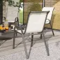Set de 4 Sillas de Exterior Apilables con Asiento de Malla Respaldo Alto y Marco de Acero para Jardín Beige y Negro